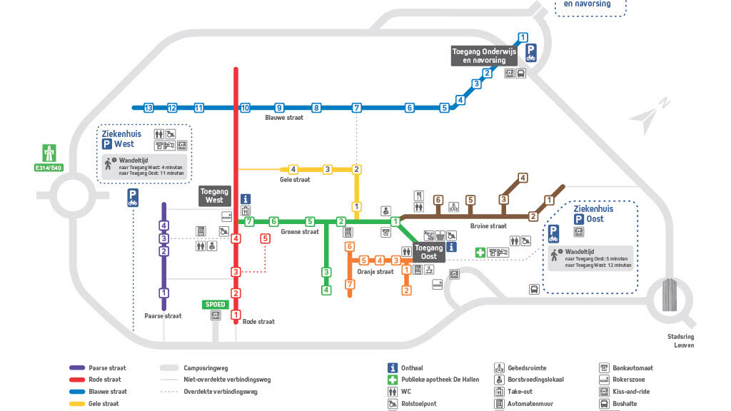 metrokaart voor campusnavigatie UZ Leuven