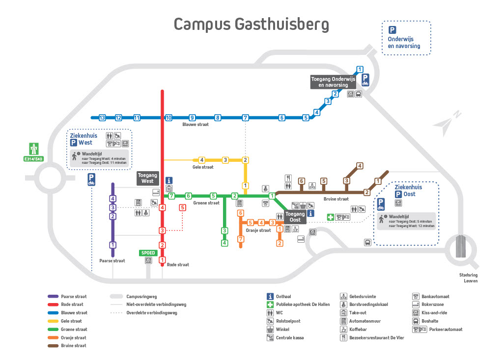 metrokaart voor campusnavigatie UZ Leuven